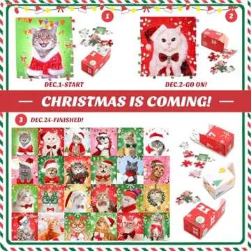 Advent Calendar 2024 Christmas Jigsaw Puzzle, Calendario De Adviento Christmas Cat Jigsaw Puzzles 24 Days Christmas Countdown Calendar Family Game Xmas Gifts for Kids Teens Adults for Boys Girls