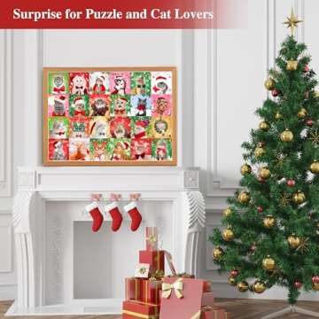 Advent Calendar 2024 Christmas Jigsaw Puzzle, Calendario De Adviento Christmas Cat Jigsaw Puzzles 24 Days Christmas Countdown Calendar Family Game Xmas Gifts for Kids Teens Adults for Boys Girls