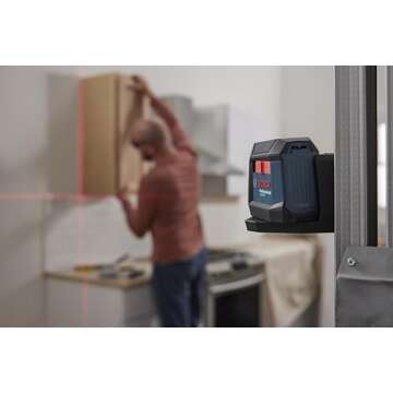 BOSCH GLL50-20 50 Ft Self-Leveling Cross-Line Laser, Includes Integrated Magnetic Mount & 2 AA Batteries