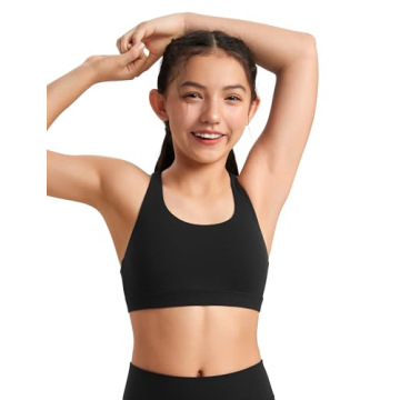CRZ YOGA Girls Butterluxe Training Bra - Comfortable Strappy Sports Bra for Teens