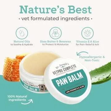 VetPro Complete Paw Balm for Dogs and Cats, 2 Ounces, Natural Protection and Paw Soother for Dry Pads and Noses, Vet Formulated Paw Butter and Foot Cream & Protection, Vitamin E & Aloe