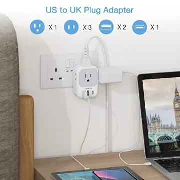 US to UK Plug Adapter with USB Charging