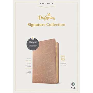 NLT Super Giant Print Bible, Filament Enabled (LeatherLike, Blush Floral, Red Letter): DaySpring Signature Collection