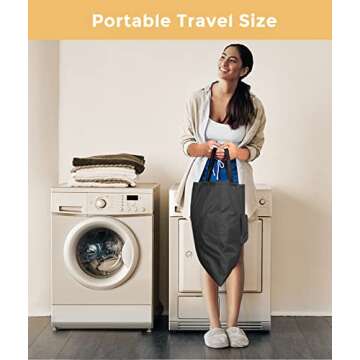 Travel Laundry bags, 2 Pack Dirty Laundry Travel Bag, Foldable Dirty Clothes Bag for Traveling, Washable and Small Laundry Bag with Handles for Suitcase, Gym, Camping, Black