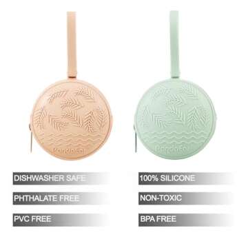 PandaEar 4 Pack Pacifier Holder Case Set | 2 Pack Silicone Portable Travel Pacifier Pouch & 2 Pack Transparent Nipple Holder Case Container Trave l Boxes | BPA Free| Universal Accessories Holders