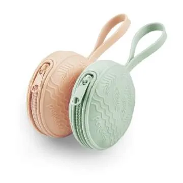 PandaEar 4 Pack Pacifier Holder Case Set | 2 Pack Silicone Portable Travel Pacifier Pouch & 2 Pack Transparent Nipple Holder Case Container Trave l Boxes | BPA Free| Universal Accessories Holders