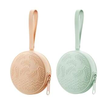 PandaEar 4 Pack Pacifier Holder Case Set | 2 Pack Silicone Portable Travel Pacifier Pouch & 2 Pack Transparent Nipple Holder Case Container Trave l Boxes | BPA Free| Universal Accessories Holders