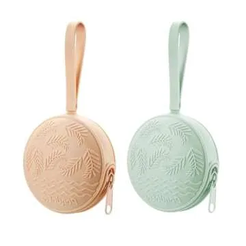 PandaEar 4 Pack Pacifier Holder Case Set | 2 Pack Silicone Portable Travel Pacifier Pouch & 2 Pack Transparent Nipple Holder Case Container Trave l Boxes | BPA Free| Universal Accessories Holders