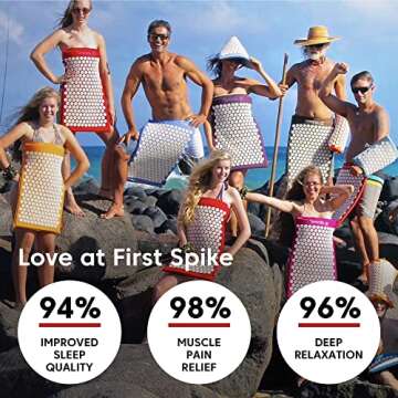 Spoonk Acupressure Eco Mat, Pagoda Blue - with Massage Ball, Travel Mat & Sling Bag - Back & Neck Massager - Travel Pillow - Stress & Muscle Relief - Sleep Aid - Relaxation Kit - Made with Cotton