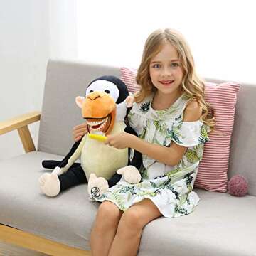 Dental Plush Doll, YOUYA DENTAL Oral Health Presentation Puppet Monkey Dental Educational Plush Large Size Doll with Teeth for Kids Chidren Boys Girls