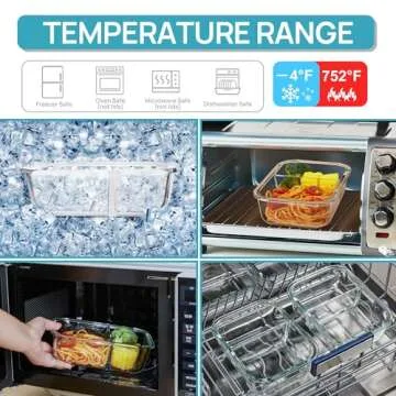Vtopmart 5Pack 33oz Glass Food Storage Containers with Lids, Meal Prep Containers 2 Compartments, Airtight Lunch Containers Bento Boxes with Snap Locking Lids for Microwave, Oven, Freezer