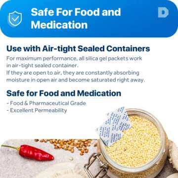 Dry & Dry 1 Gram Silica Gel Packets - 200 Pack for Moisture Control
