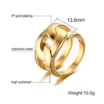 Stylish VNOX Women's Stainless Steel Linked Cuff Ring for Every Occasion