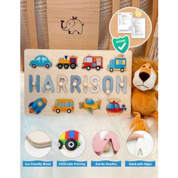 Personalized Montessori Name Puzzle for Toddlers Ages 1-3
