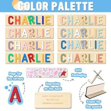 Personalized Montessori Name Puzzle for Toddlers Ages 1-3