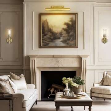 Joyunleo Picture Light 24" Brass Picture Lights for Wall 4-Light Gold Picture Frame Light Dimmable A...