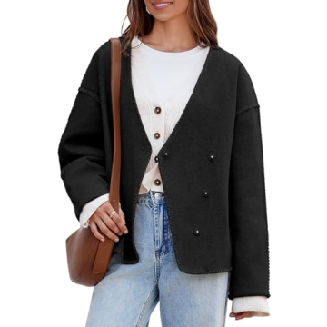 Cicy Bell Women’s Stylish Cropped Pea Coat for Fall