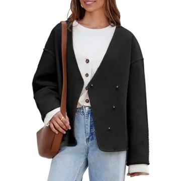 Cicy Bell Women’s Stylish Cropped Pea Coat for Fall