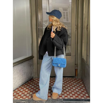 Cicy Bell Women’s Stylish Cropped Pea Coat for Fall