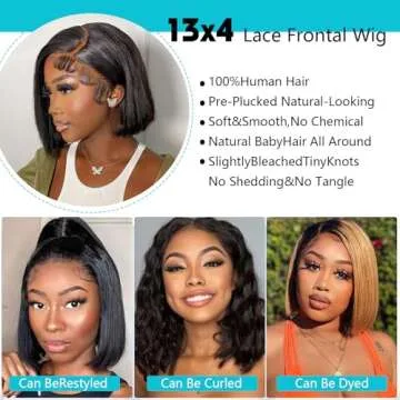 Bob Wig Human Hair 13X4 HD Transparent Lace Front Wigs Human Hair 200% Density Short Bob Wigs Human Hair Pre Plucked Straight Lace Frontal Wigs Human Hair Bob Wig For Women 14Inch