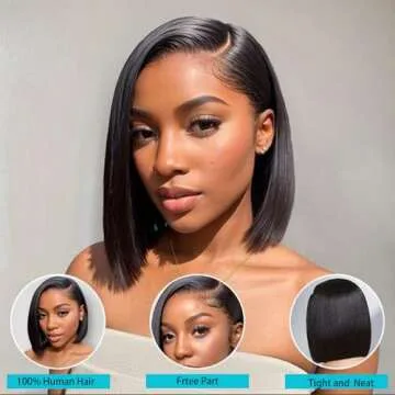 Bob Wig Human Hair 13X4 HD Transparent Lace Front Wigs Human Hair 200% Density Short Bob Wigs Human Hair Pre Plucked Straight Lace Frontal Wigs Human Hair Bob Wig For Women 14Inch