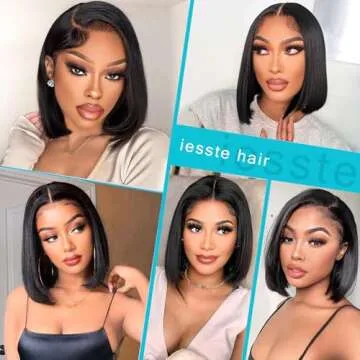 Bob Wig Human Hair 13X4 HD Transparent Lace Front Wigs Human Hair 200% Density Short Bob Wigs Human Hair Pre Plucked Straight Lace Frontal Wigs Human Hair Bob Wig For Women 14Inch