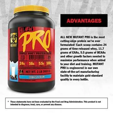 Mutant Pro Triple Whey Protein Supplement 2 lbs Cookies Cream