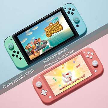 LeyuSmart Upgrade Translucent Cat Paw Thumb Grips Caps for Nintendo Switch & Lite, Clear Silicone Thumb Cap, Soft Cover Skin for Joy-Con Controller Thumbstick(Purple&White)