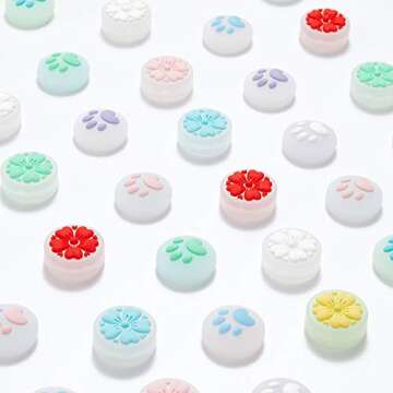 LeyuSmart Upgrade Translucent Cat Paw Thumb Grips Caps for Nintendo Switch & Lite, Clear Silicone Thumb Cap, Soft Cover Skin for Joy-Con Controller Thumbstick(Purple&White)