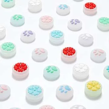 LeyuSmart Upgrade Translucent Cat Paw Thumb Grips Caps for Nintendo Switch & Lite, Clear Silicone Thumb Cap, Soft Cover Skin for Joy-Con Controller Thumbstick(Purple&White)