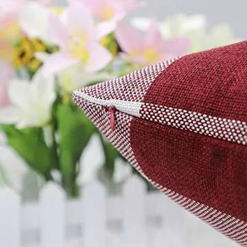 4TH Emotion Red White Christmas Buffalo Checkers Plaids Throw Pillow Cover Cushion Case Cotton Linen Home Decorations for Sofa 18 x 18 Inch