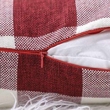 4TH Emotion Red White Christmas Buffalo Checkers Plaids Throw Pillow Cover Cushion Case Cotton Linen Home Decorations for Sofa 18 x 18 Inch