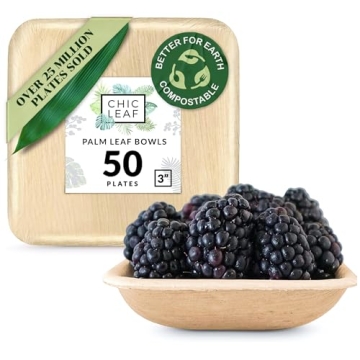 Chic Leaf Palm Leaf Plates Mini Disposable Bamboo Plates - 3 Inch Square (50 Pc) - 100% Compostable ...