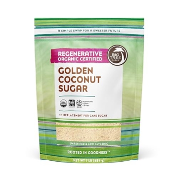Big Tree Farms Organic Golden Coconut Sugar - Coconut Palm Sugar, Unrefined, Fine Crystals, Cane Sug...
