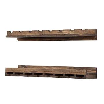Del Hutson Designs - Rustic Luxe Tiered Wine Rack, USA Handmade, Pine Wood (Dark Walnut) 36 Inch