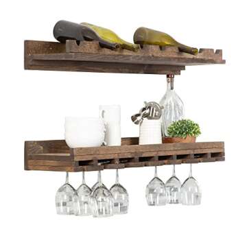 Del Hutson Designs - Rustic Luxe Tiered Wine Rack, USA Handmade, Pine Wood (Dark Walnut) 36 Inch