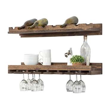 Del Hutson Designs - Rustic Luxe Tiered Wine Rack, USA Handmade, Pine Wood (Dark Walnut) 36 Inch