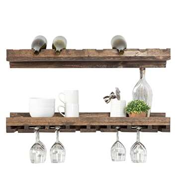 Del Hutson Designs - Rustic Luxe Tiered Wine Rack, USA Handmade, Pine Wood (Dark Walnut) 36 Inch