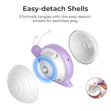 Cheerble Smart Interactive Cat Toy for Indoor Cats Kitten, [2024 Upgraded] Wicked Snail, Kitten Toys, Automatic Cat Toy with LED Lights, DC Rechargeable Moving Cat Toy, Smart Sensing Electric Cat Toy