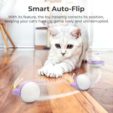 Cheerble Smart Interactive Cat Toy for Indoor Cats Kitten, [2024 Upgraded] Wicked Snail, Kitten Toys, Automatic Cat Toy with LED Lights, DC Rechargeable Moving Cat Toy, Smart Sensing Electric Cat Toy