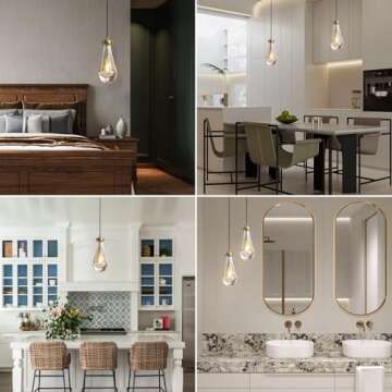 RINGRAIN Raindrop Pendant Lights Set of 2 for Modern Decor