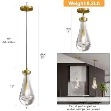 RINGRAIN Raindrop Pendant Lights Set of 2 for Modern Decor