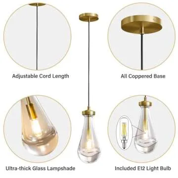 RINGRAIN Raindrop Pendant Lights Set of 2 for Modern Decor