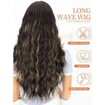 Stylish AISI HAIR Long Wavy Brown Blonde Wig for Women