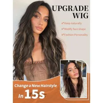 Stylish AISI HAIR Long Wavy Brown Blonde Wig for Women