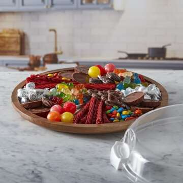 FARBERWARE Build-a-Board Cutting Board with Single Compartment and Clear Locking Lid for Charcuterie, Snacks, and More, Acacia