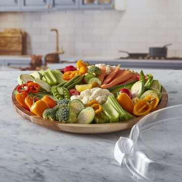 FARBERWARE Build-a-Board Cutting Board with Single Compartment and Clear Locking Lid for Charcuterie, Snacks, and More, Acacia