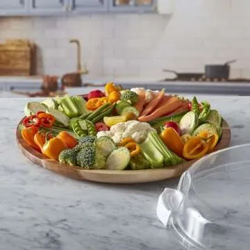 FARBERWARE Build-a-Board Cutting Board with Single Compartment and Clear Locking Lid for Charcuterie, Snacks, and More, Acacia