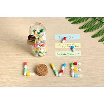 MUSHENJI 101PCS Cute Capsule Message Love Letters Plastic Capsule Love Letters in Wish Bottle,Lover Gift for Anniversary,Valentines,and Long Distance Relationships-Mixed Color