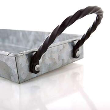 Bison Home Goods Planter Pots and Tray (Vintage) Caddy, 3 Buckets w/Twisted Metal Handles | Windowsill Planter, Succulents, Herbs, Arts and Crafts | Farmhouse Decor & Kitchen Organizers